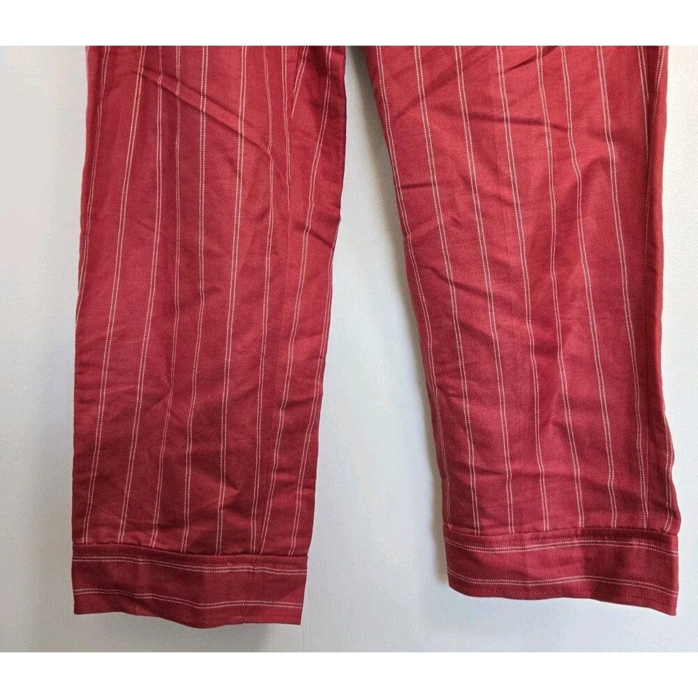 Banana Republic Pants Womens 8 Avery Linen Blend‎ Red Pinstripe Beach Office